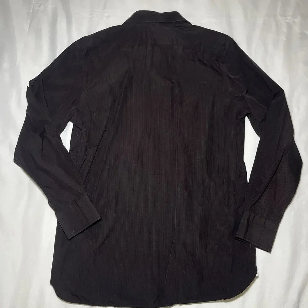 Banana Republic Sz M Dark Brown Men Tailored Slim Fit Poplin Dress Shirt Cotton